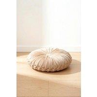 Garden Sanctuary Round Pleated Pumpkin Velvet Cushion Beige 45cm