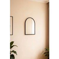 Garden Sanctuary Arched Wall Mirror in Black Aluminum Alloy Frame
