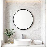 Garden Sanctuary Nordic Round Bathroom Framed Mirror Wall Hanging in Black