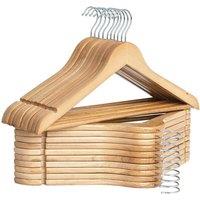 Dyzi 20 Pack Wooden Clothes Hangers With Non Slip Bar in Natural