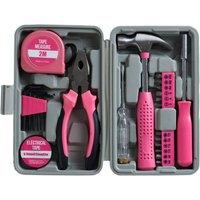 Living and Home 24pcs Home Tool Kit Household Repair Tools with Grey Storage Case in Pink
