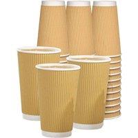ECONX 16oz Disposable Paper Coffee Cups Takeaway Kraft Ripple Paper Cups in Brown | Size: 50 Pieces