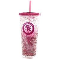 Aston Villa FC Crest 600ml Freezer Cup With Straw in Red