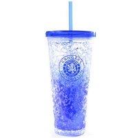 Rangers FC Crest 600ml Freezer Cup With Straw in Blue