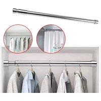 NESTLUNE 80-150cm Extendable Stainless Steel Wardrobe Rail in Silver