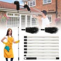 NESTLUNE 3.1M Stainless Steel Telescopic Gutter Cleaning Brush in Black | Size: 100 cm x 15 cm