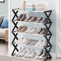 KORVIXA 5 Tier-Black & White Foldable Shoe Shelf | Size: 900mm
