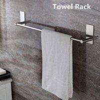 KORVIXA No Drill Stick On Towel Racks Self-Adhesive in Silver