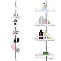 KORVIXA 4 Tier Telescopic Bathroom Wall Corner Shelf in White