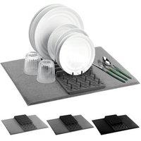 NESTLUNE Dish Drying Mat with Dish Drainer Kitchen Cutlery in Grey | Size: 100 cm x 15 cm