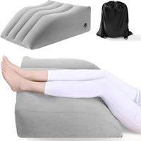 NESTLUNE Leg Elevation Pillow Supportive Bed Wedge Inflatable Pillow in Grey
