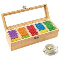 VOGREX Bamboo Multi-Compartment Tea & Spice Storage Box in Beige
