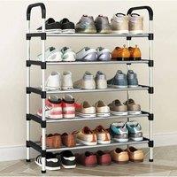 KORVIXA 4 Shoes Organizer Shelf Storage Holder in Black | Size: 100 cm x 15 cm