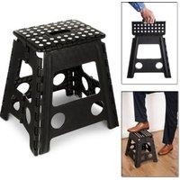 NESTLUNE Large Step Stool Folding Plastic Anti Slip Grip Multi Purpose in Black