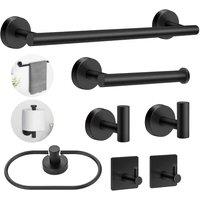 NESTLUNE 7 Piece SUS304 Black Bathroom Hardware Set Towel Rail