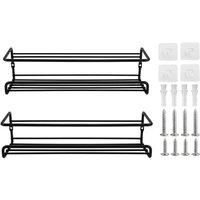 VOGREX 2 Wall Mount Metal Spice Racks in Black