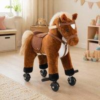 STILVORA Kids Ride-On Horse with Sound & Wheels Brown