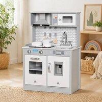 STILVORA Kids Play Kitchen with Sound & Light Grey