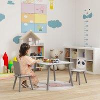 ZONEKIZ Kids Table & Chairs, Children Desk with Two Chairs, Three Piece in Grey