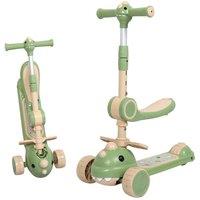 VOGREX Green Foldable Kids Scooter with Seat & LED Lights