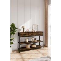 H&O Direct Vintage Console Table with Drawers & Shelves in Brown
