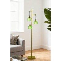 Living and Home 3-Light Floor Lamp with Foot Switch in Gold