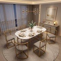 FENCHILIN Dining Set of Dining Table & 6 Chairs Space Saving Table Combination in Gold