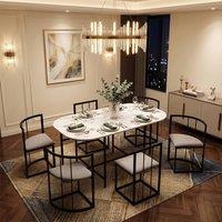 FENCHILIN Dining Set of Dining Table & 6 Chairs Space Saving Table Combination in Black
