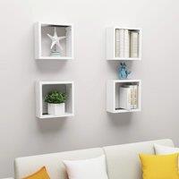 Berkfield Home Wall Cube Shelves 4 pcs White 30x15x30 cm | Size: 30 x 15 x 30 cm