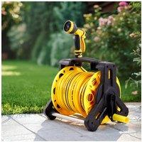 Garden Sanctuary Outdoor Garden 35m Portable Watering Hose Reel Set in Yellow