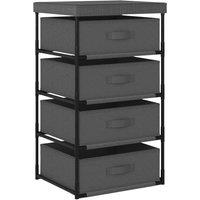 Berkfield Home Storage Rack with 4 Fabric Baskets Steel Grey