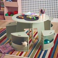 sweeek Table With Slate & 4 Chairs With Storage in Green
