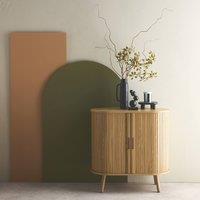 sweeek Scandinavian sideboard grooved wood effect 2 sliding doors 80cm in Beige