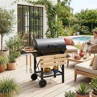 sweeek American-style Charcoal Smoker Barbecue in Black