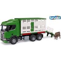 Bruder 1:16 Scania Super 560R Cattle transportation truck with 1 cattle in Green | Size: 1 Pack