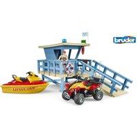 Bruder 1:16 bworld Life Guard Station with Quad & PWC in Light Blue | Size: 1 Pack