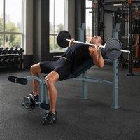 STILVORA Weight Bench with 4-Level Barbell Rack in Grey