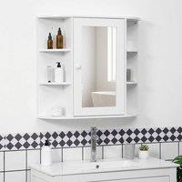 STILVORA Wall Mounted Bathroom Cabinet with Mirror & Shelves in White
