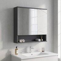 STILVORA Bathroom Mirror Cabinet with Adjustable Shelves in Grey