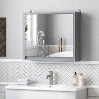 STILVORA Bathroom Mirror Cabinet with Adjustable Shelf Grey
