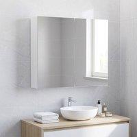 STILVORA Wall Mounted Mirror Cabinet with Adjustable Shelves in White