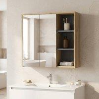 STILVORA Bathroom Mirror Cabinet with Five Shelves in Natural