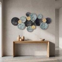 STILVORA Metal Wall Art 133 cm Multi-Disc Design in Blue
