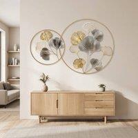 STILVORA Metal Wall Art 102 cm Floral Design in Gold