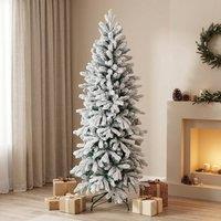 STILVORA 6ft Artificial Christmas Tree with Snowy Tips in Green