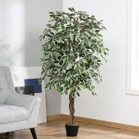 STILVORA Artificial Ficus Tree 160 cm with Nursery Pot in Green