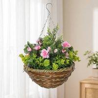 STILVORA Set of 2 Artificial Hanging Plants with Wicker Pots