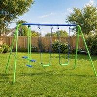 STILVORA Children's Outdoor Swing Set with Glider in Green