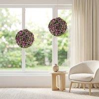 STILVORA Set of 2 Artificial Topiary Rose Balls 28 cm in Green