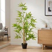 STILVORA Set of 2 Artificial Bamboo Trees 120 cm with Pots in Green